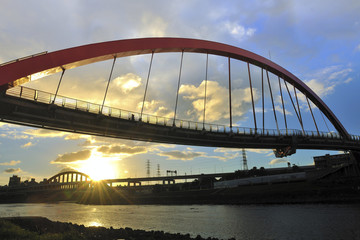 Wall Mural - Low angle shot of Rainbow Bridge in Songshan district