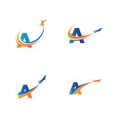 letter a air travel logo design template-vector