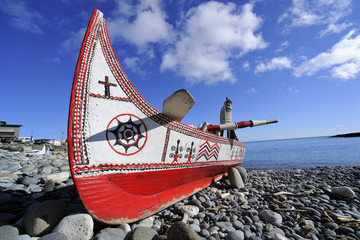 Wall Mural - Traditional boat called tatala in Iraraley Lanyu island