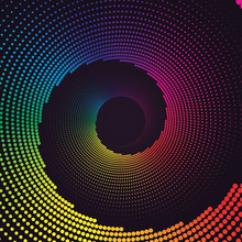Colorful Round Spiral Abstract Rainbow Dots Background. Vortex Vector Illustration