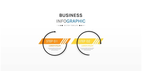 Business infographic element with 2 options, steps, number vector template design