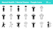 Mental Health / Mental States - People Icon Set, 19 icons