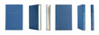 Set of blue hardcover books on white background