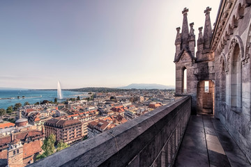 Sticker - Geneva city in daytime viewed from the cathedral