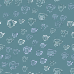 Sticker - Coffee seamless vector pattern for Cup mug, restaurant or cafe menu design. 