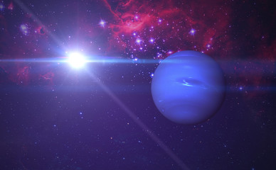 Wall Mural - the neptune planet in the milky way, creative sci-fi art, surreal abstract photo elements of this im