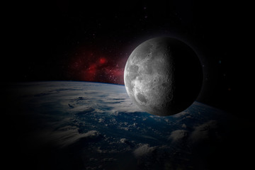 Wall Mural - planet earth satellite moon fly in the space with stars galaxy background elements of this image fur
