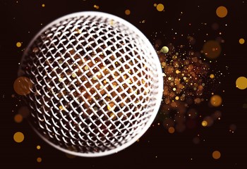 Sticker - Retro style microphone on dark background