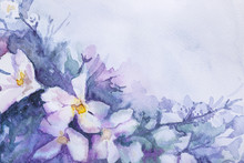 Closeup View Of Beautiful Floral Watercolor Painting