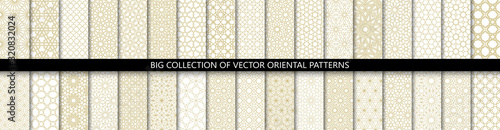 Fotomural Big set of 34 different vector ornamental seamless patterns