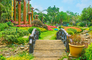 Canvas Print - The tiny bridges in Rajapruek Royal Park, Chiang Mai, Thailand