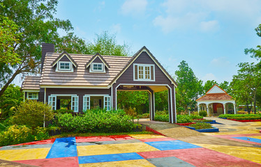 Canvas Print - Pavilions of New Theory garden, Rajapruek park, Chiang Mai, Thailand