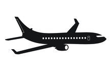 Airplane 747 Shape Silhouette In Black