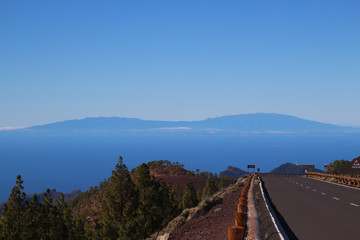 View at Gomera and Hierro islands from the lookout at road TF-38 (Tenerife, Spain)