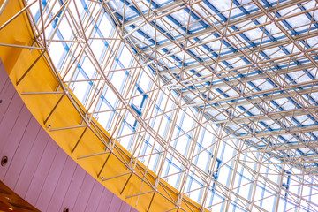 ceiling of a large building