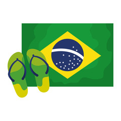 Sticker - flip flops with flag brazil isolated icon vector illustration design