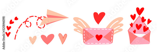 Fotomural Set of vector illustrations of love messages for Valentine's Day