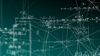 Wall Mural - mathematical formulas move in space, science and mathematical research and development concepts. vid