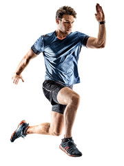 Wall Mural - runner running jogger jogger young man isolated white background