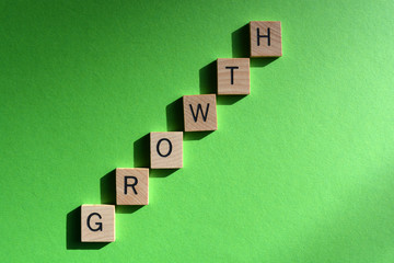 Wall Mural - Growth, word on green background