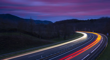 Car Lights On The Highway At Night, Gipuzkoa