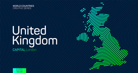 abstract map of united kingdom with circle lines