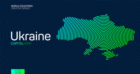 abstract map of ukraine with circle lines