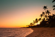 Tropical island beach sunset
