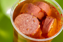 Hot Bologna, A Classic Cured And Pickled Sausage From Coal Country In Pennsylvania, USA