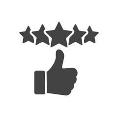 Customer review icon, quality rating, feedback, five stars line symbol on white background - editable stroke vector illustration eps10