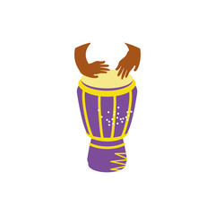 Poster - Hands banging drum instrument vector design