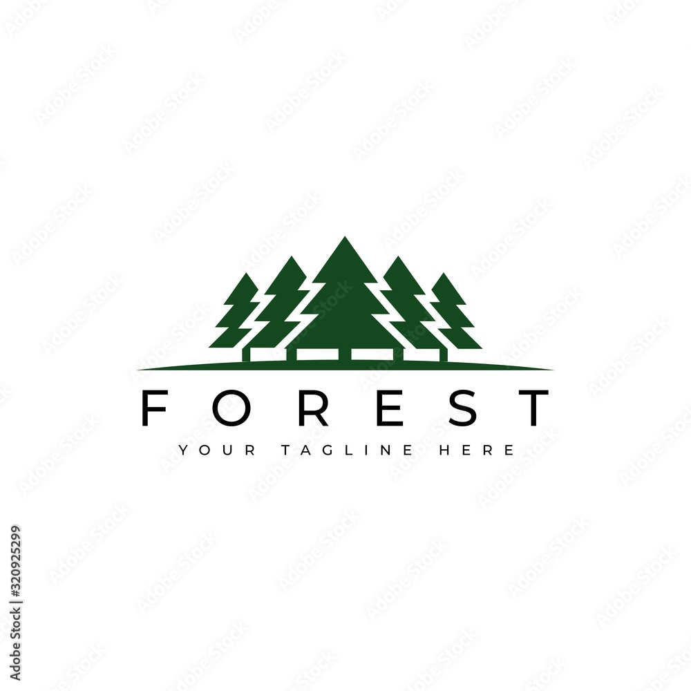 Pines forest symbol logo design vector template Stock Vector | Adobe Stock