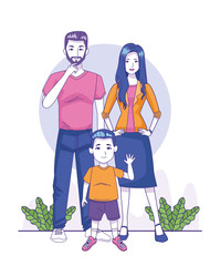 Wall Mural - adult man and woman with little boy standing