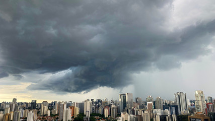 Before the Rain. Summer storm sky above the town. Sao Paulo city, Brazil.