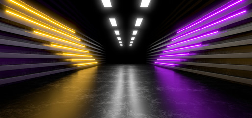 Wall Mural - Beautiful composition of colored neon lights on a black background. 3d rendering image.