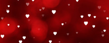 Red Wallpaper With Unfocused White Hearts