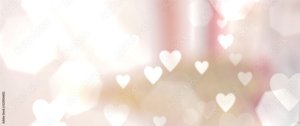 pink wallpaper with unfocused hearts - obrazy, fototapety, plakaty 