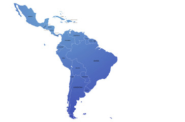 Wall Mural - south america map of the world by region. graphic design world map. latin american map.