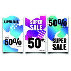 Fototapete - Modern abstract Sale Banners Design. Discount Banner Promotion Template. Dynamic modern fluid mobile for sale banners. Sale banner template design, Super sale special offer.