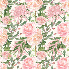  romantic roses rose leaf greenery english rose pattern seamless spring romantic modern summer retro