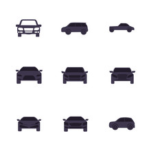 Isolated Black Cars Set Vector Design