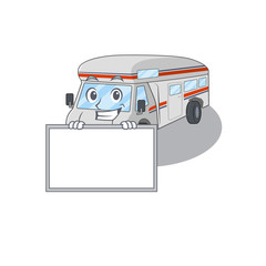 Wall Mural - Campervan cartoon design concept grinning with board