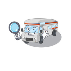 Sticker - Elegant and Smart campervan Detective cartoon design concept