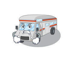 Sticker - campervan cartoon character style having angry face