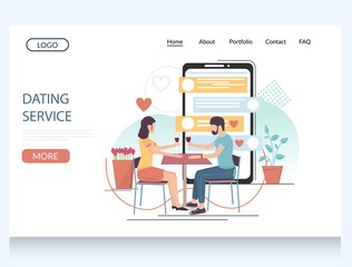 Wall Mural - dating service vector website landing page design template