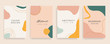 © TWINS DESIGN STUDIO - Social media stories and post creative Vector set. Background template with copy space for text and images design by abstract colored shapes,  line arts , Tropical leaves  warm color of the earth tone