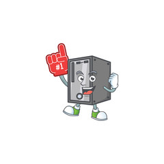 Sticker - A cartoon design of CPU holding a Foam finger