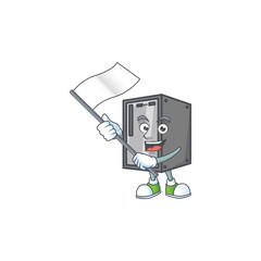 Sticker - Funny CPU cartoon character design with a flag