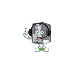 Sticker - Sweet CPU cartoon character design speaking on a headphone