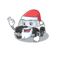 Sticker - Police Car in Santa cartoon character style with ok finger